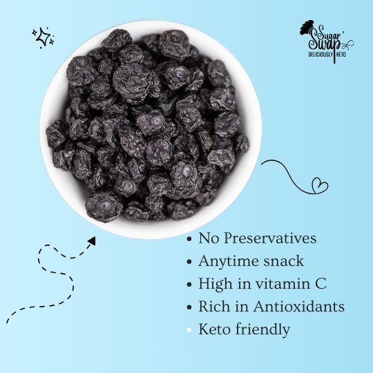 Dried Blueberry 100% Vegan and Gluten Free - Vitamin Rich Blueberries,Low Fat Healthy Snacks for Kids and Adults
