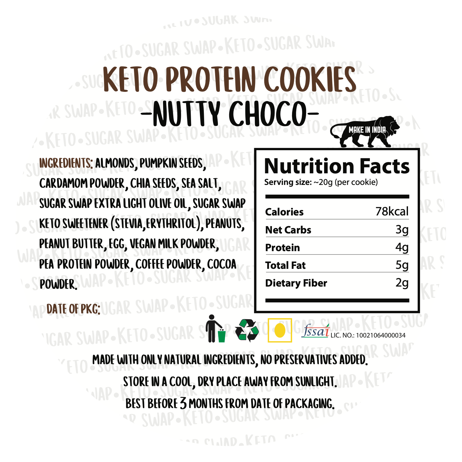 Keto Protein Cookies - Nutty Dark Chocolate (5pc) | Sugar Free | Gluten Free