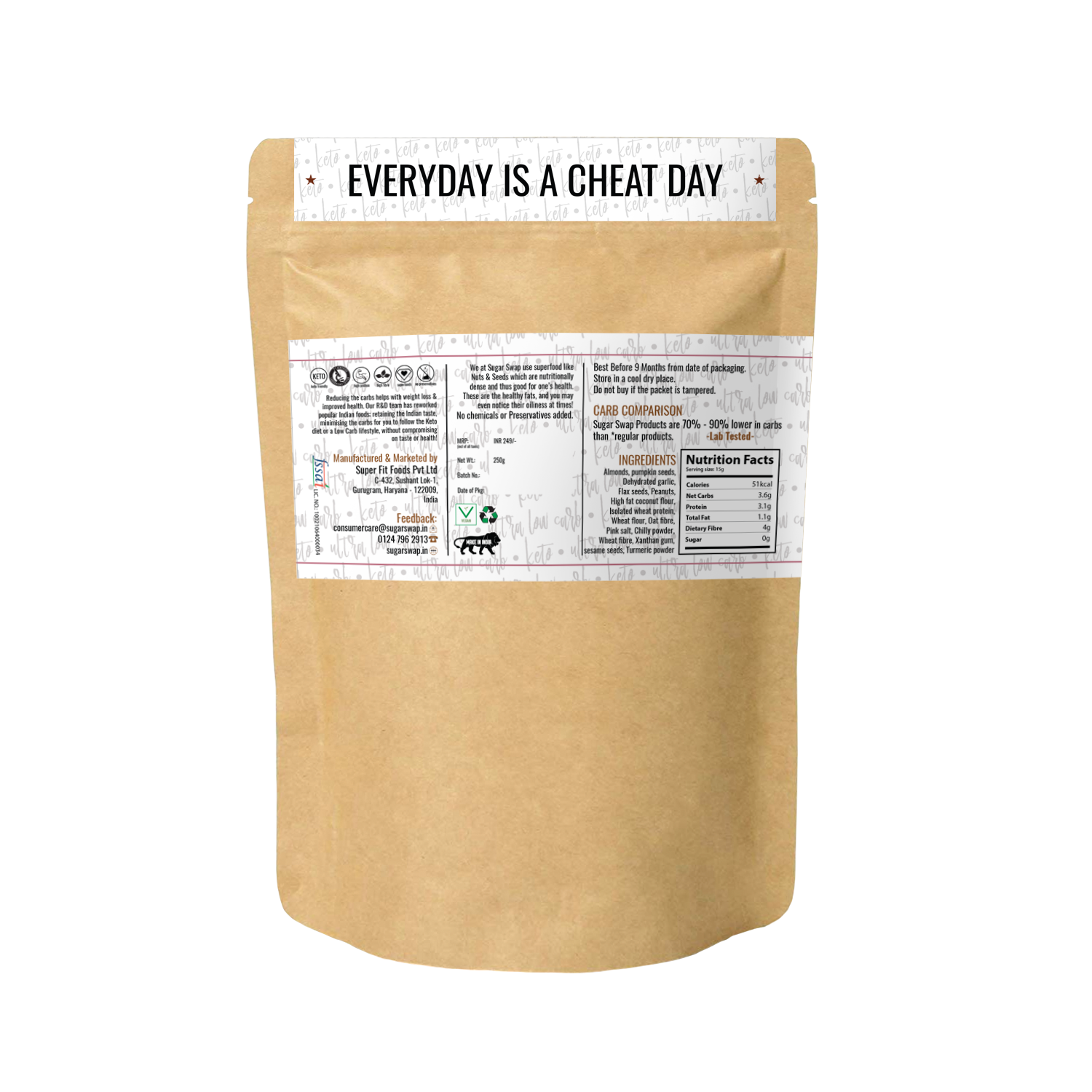 Sugar Swap - Keto Flour (Garlic) | Healthy Atta | Sugar Free | Keto atta