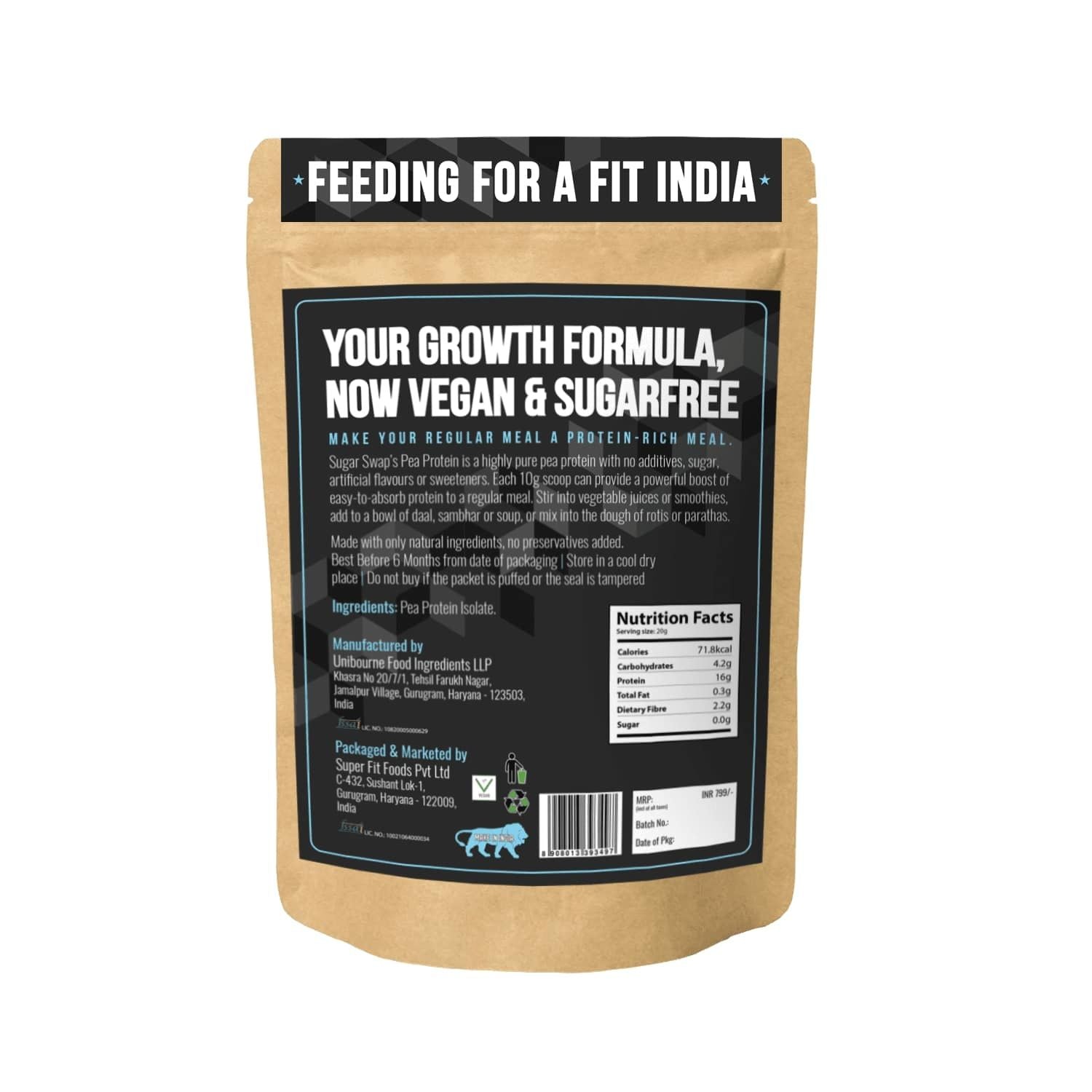 Pea Protein: Plant-based Vegan Protein Powder (300g) | Protein Mix For Atta - Make Rotis Protein Rich