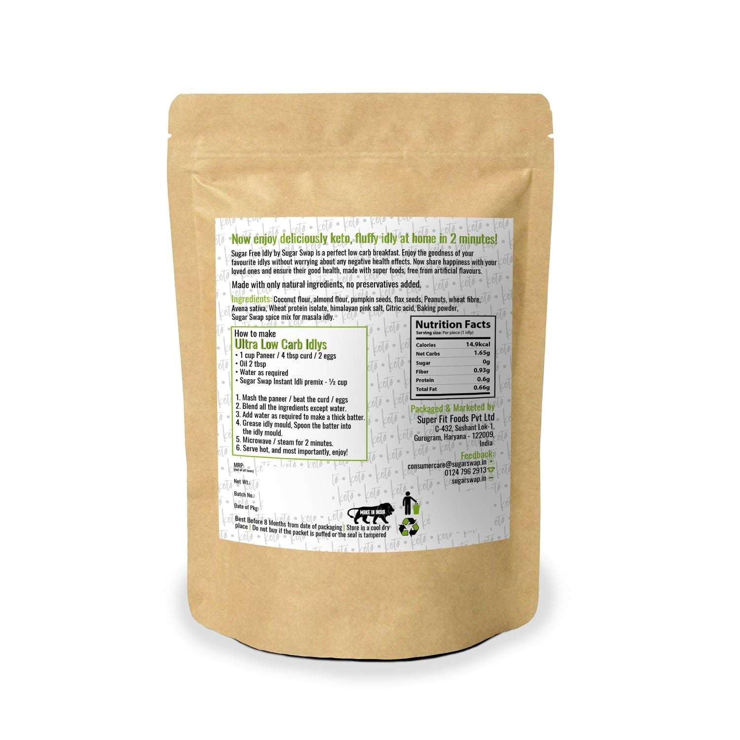 Sugar Swap Instant Keto Idly Premix | Ultra Low Carb | Sugar free